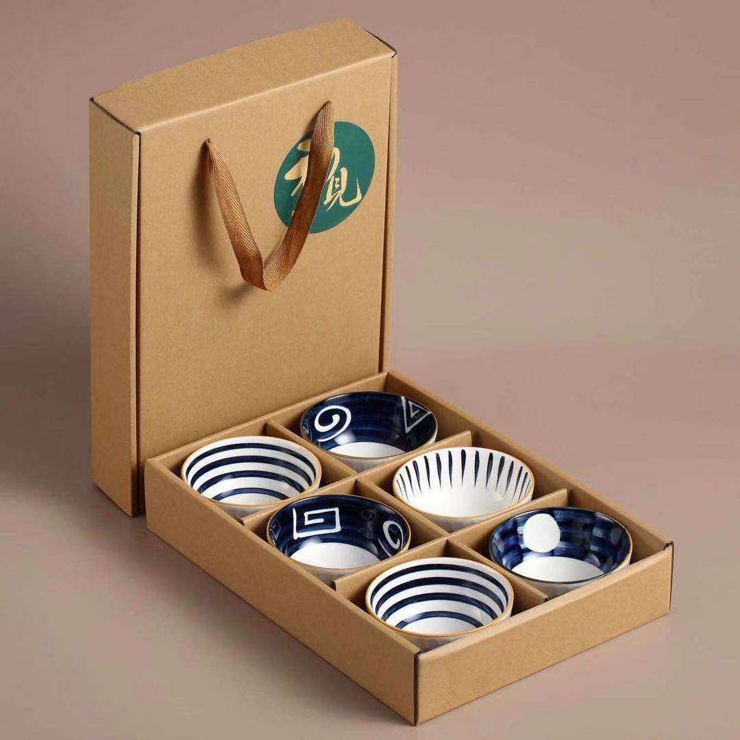 Bộ 6 chén cơm Ceramic Porcelain phong cách Nhật Bản - Hoa văn truyền thống Nhật Bản MFA-6R