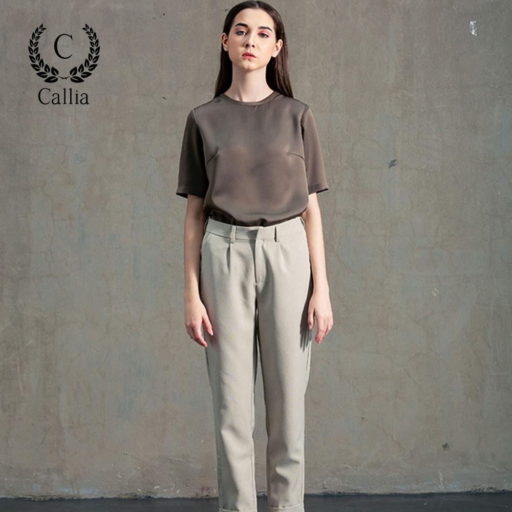 Quần dài nữ Callia ống suông Baggy (Be)