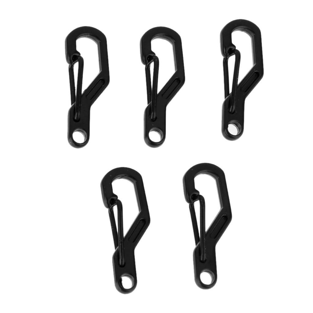 5pcs D Ring Climbing Hanging Buckle Snap Keychain Carabiners - Black