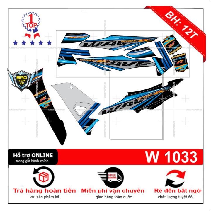 Tem rời dán xe wave R 2016 xanh đen - Bi Decal
