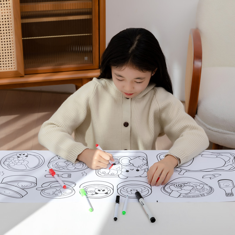 Sách - Tranh Tô Màu Sticker Cắt Dán Dài 3 Mét Cho Bé 2 - 8 Tuổi - Mỗi Cuộn 1 Chủ Đề