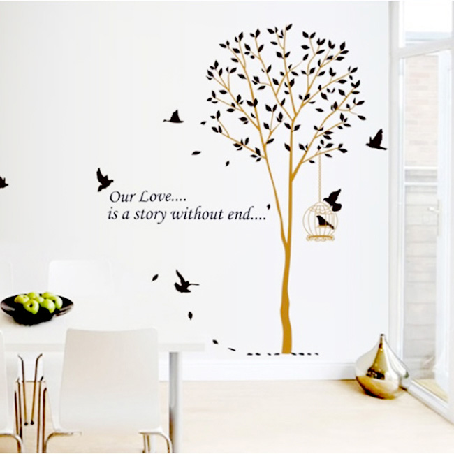 Decal Dán Tường Cây và Chim