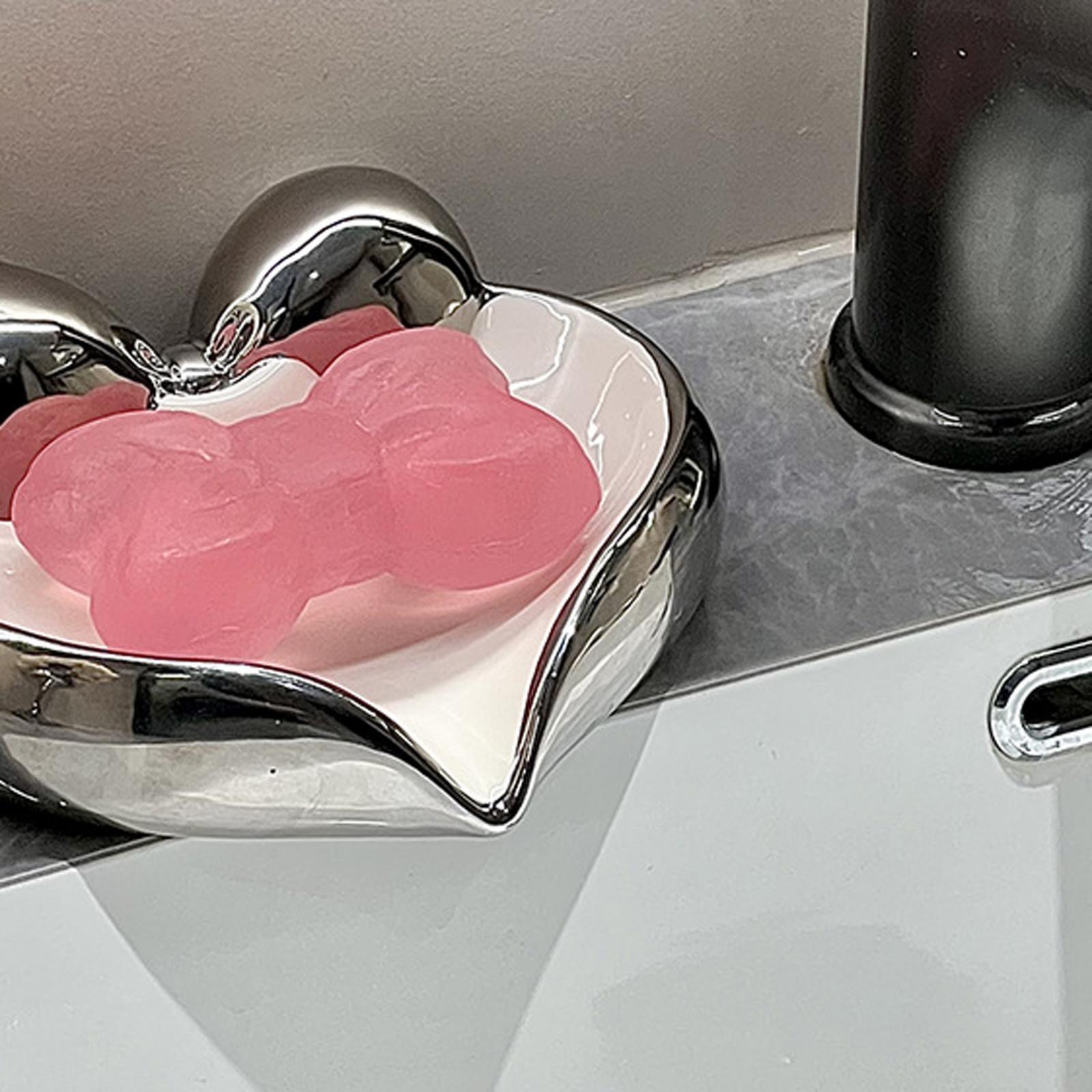 Ceramic Soap Dish Self Draining Soap Holder Soap Box for Bathroom Countertop