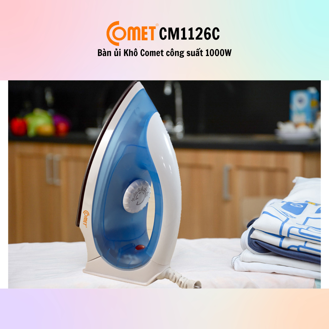 Bàn ủi khô cao cấp Comet CM1126 - Hàng Chính Hãng - Bảo Hành 12 Tháng