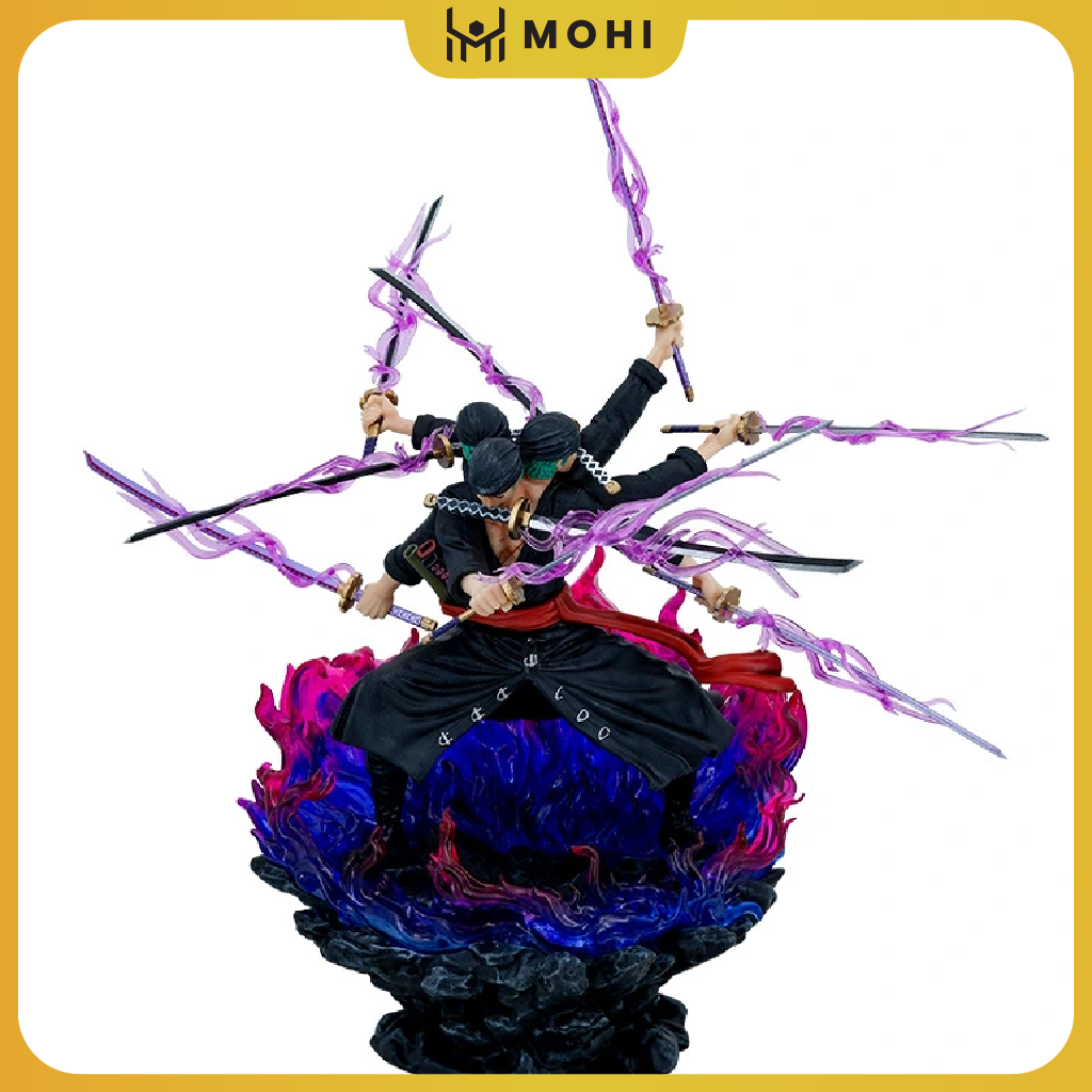 [Có bản LED] - Mô Hình OnePiece Zoro Asura 3 đầu 6 tay siêu ngầu - Cao 39cm - Figure OnePiece - Hộp màu