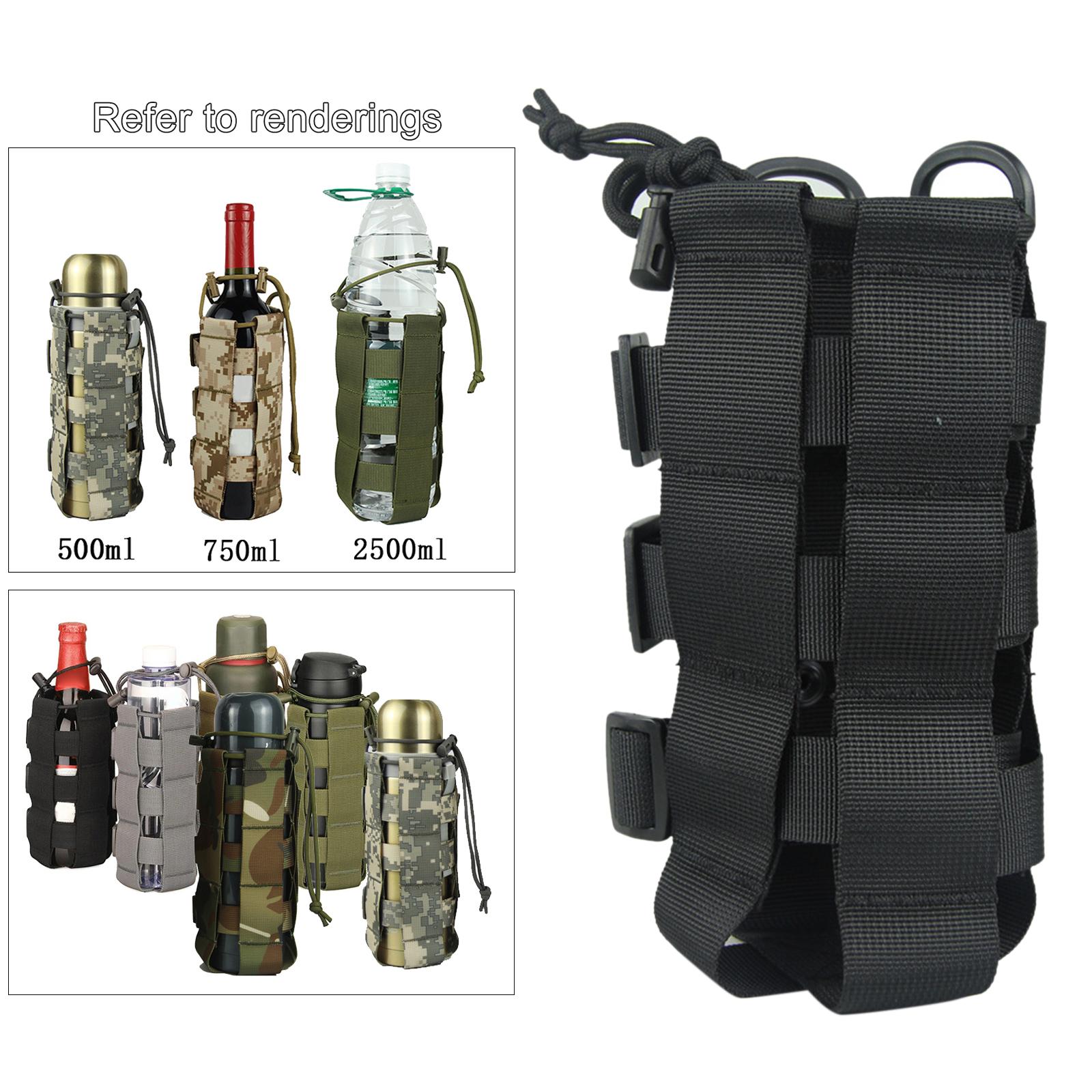 Sports Water Bottles Pouch Bag, 0.3L - 0.8L Tactical Drawstring Molle Water Bottle Holder Pouches Portable Travel Tactical Hydration Carrier Bags