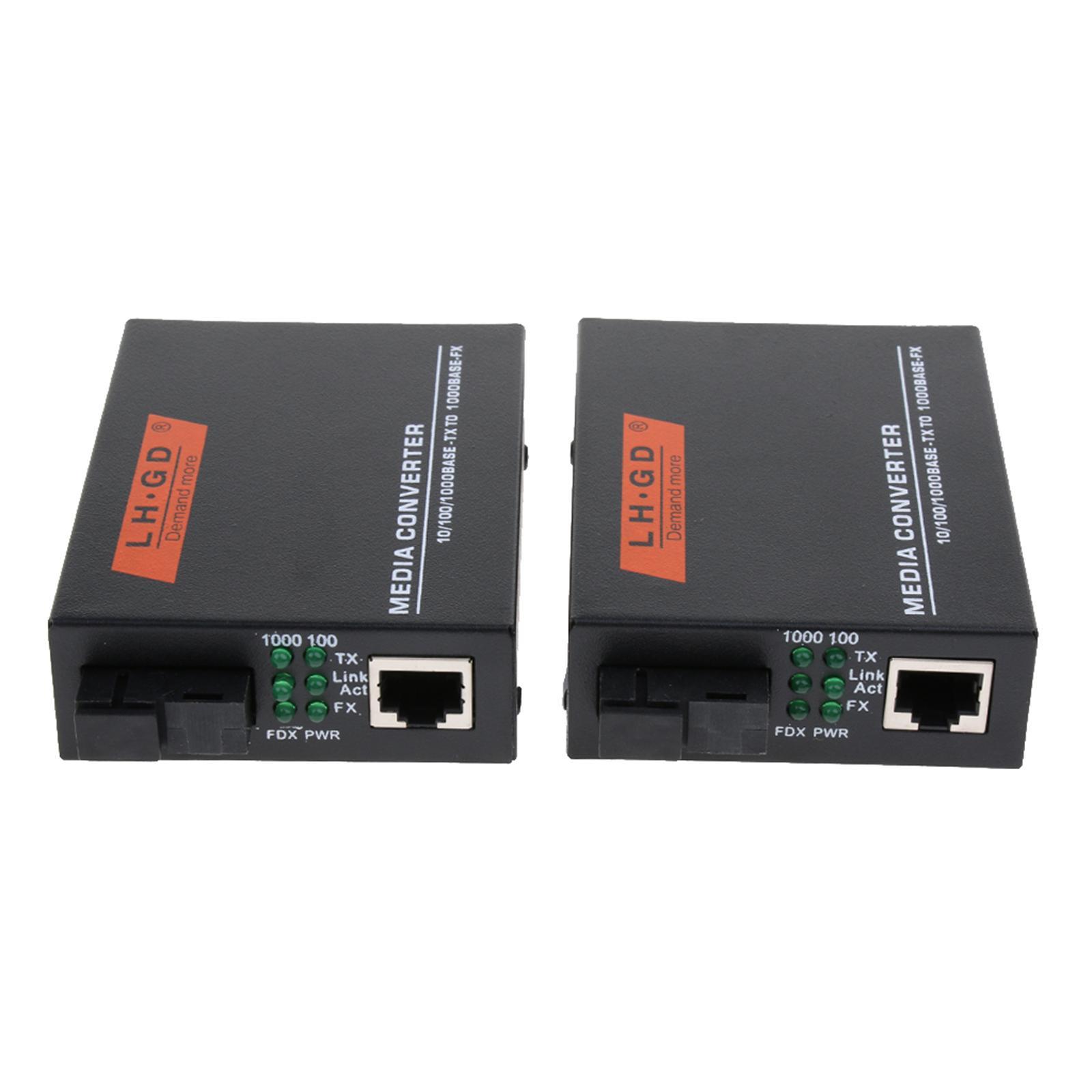 2pcs 1000M External Ethernet Media Converter Single Mode Fiber