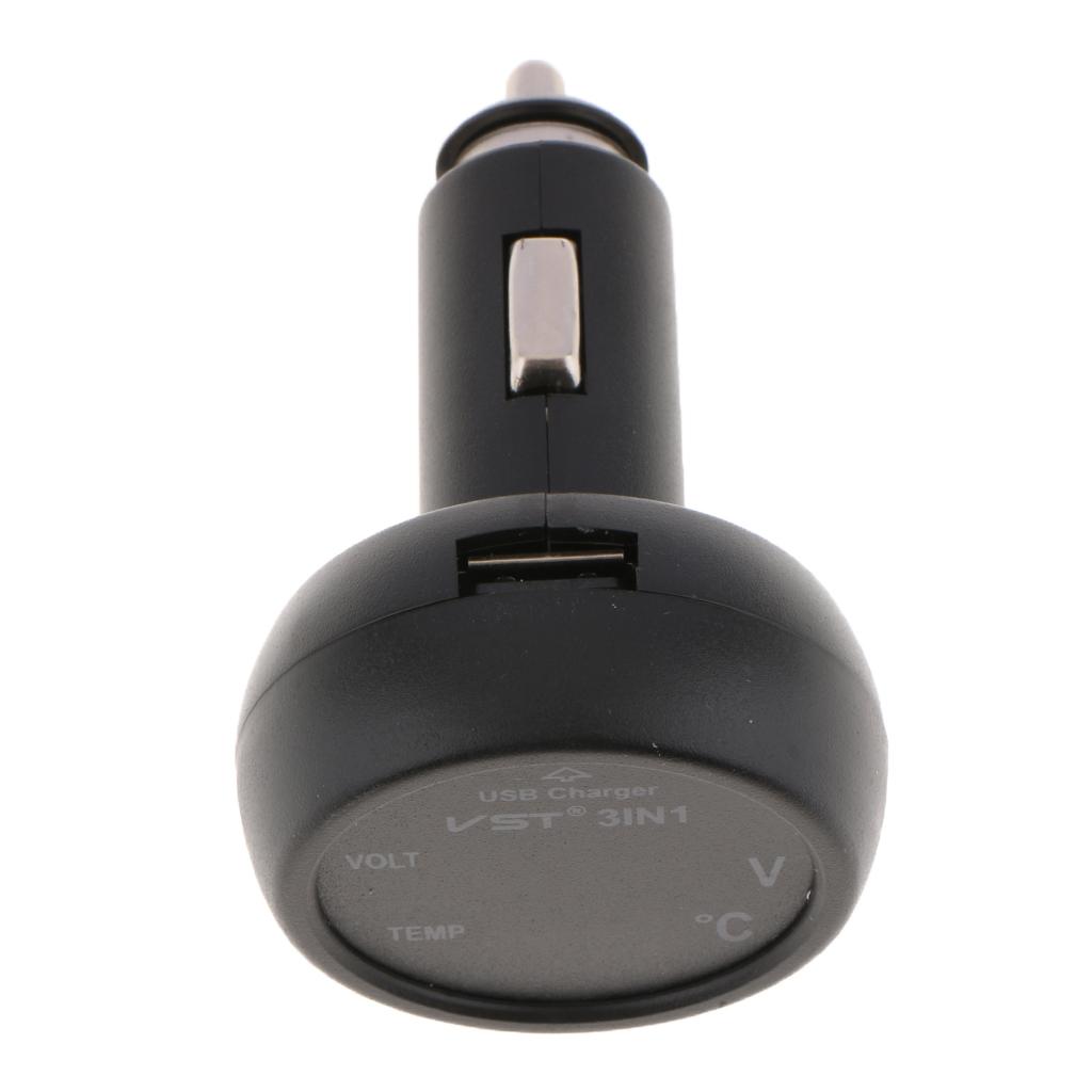 3 in LED car Voltmeter USB Charger 12V 24V