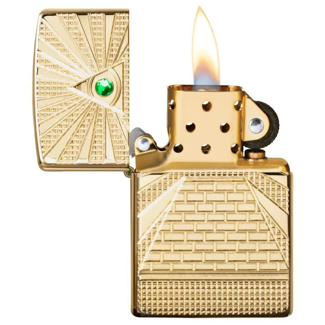 Bật lửa Zippo 49060 Armor Eye of Providence Design - Dòng Vỏ Dày Mạ Vàng Đính Đá Pha Lê Chính Hãng Mỹ, Chạm Khắc Sâu Cao Cấp