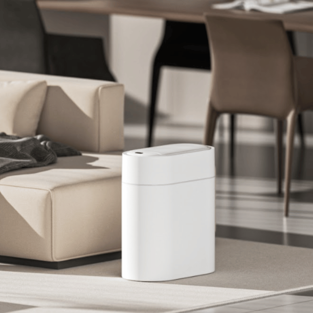 Thùng rác cảm ứng ELPHECO cánh bướm nhựa 9L có tính năng hút chặt túi rác màu trắng ELPH6737 hàng chính hãng