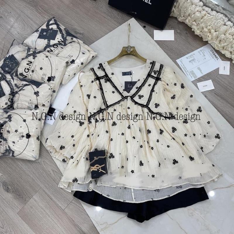 Áo thô hoa Nhí Babydoll (Hình Thật) Hàng Loại 1 - Áo Kiểu hoa Phối Viền BIGSIZE