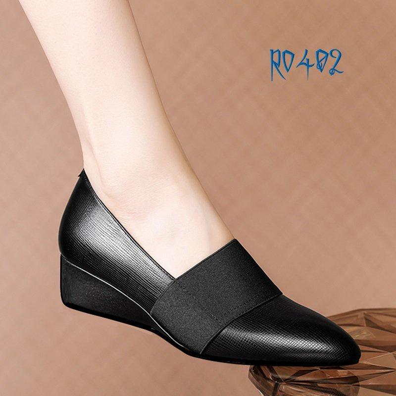 Giày cao gót nữ đẹp đế xuồng 3 phân màu đen trắng hàng hiệu rosata ro402