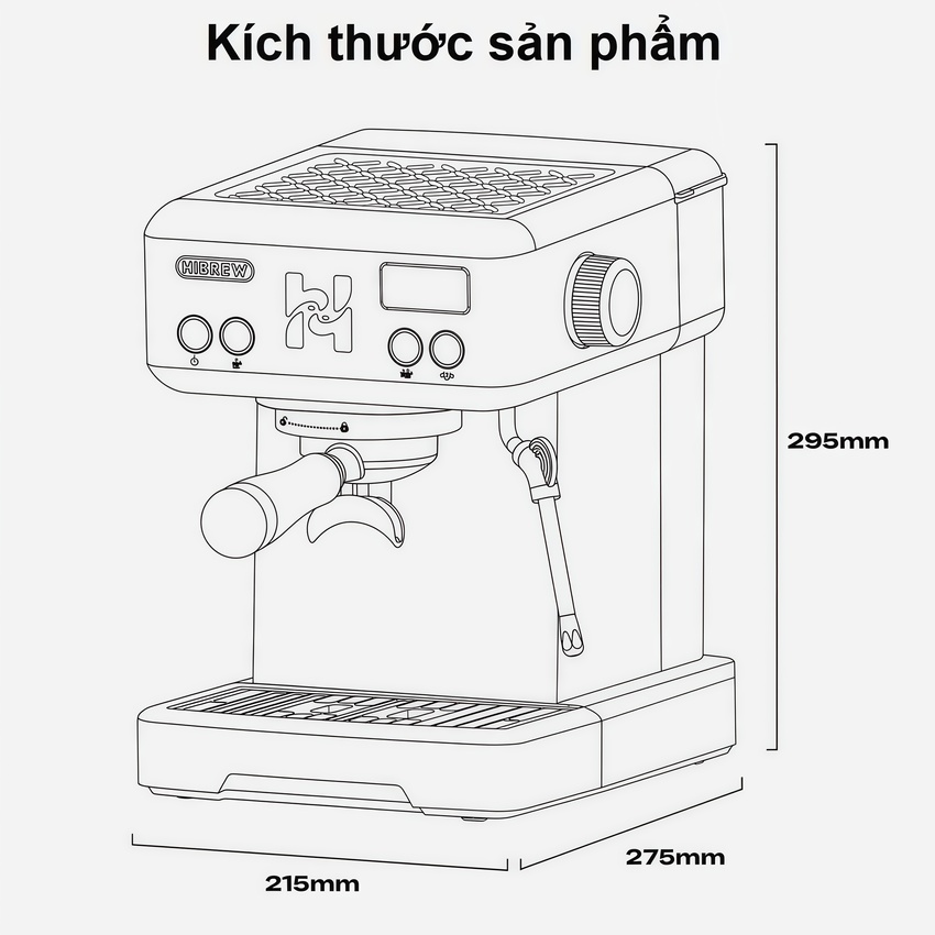 Máy pha cà phê chuyên nghiệp Espresso, Cappuccino, Latte. Thương hiệu Mỹ cao cấp HiBREW - H10. Hàng chính hãng