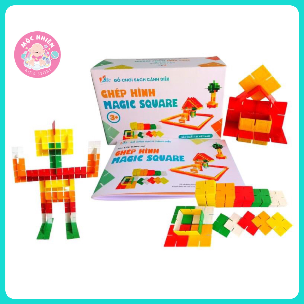 Bộ Đồ Chơi Ghép Miếng Vuông Magic Square Kèm Học Liệu Dành Cho Bé 3 Tuổi Phát Triển Tư Duy