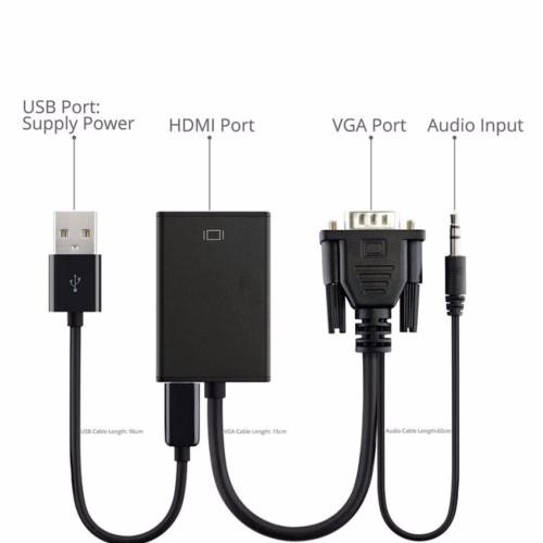 Cáp chuyển đổi tín hiệu VGA sang HDMI có audio- VGA to HDMI có AV - hàng chính hãng Vinetteam
