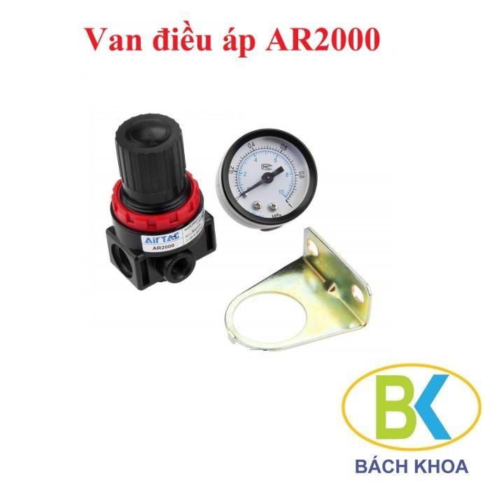 Bộ van điều chỉnh áp suất AR2000 kèm đồng hồ khí nén ren 13mm