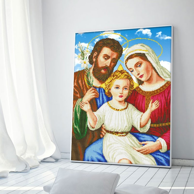 TRANH ĐÍNH ĐÁ GIA ĐÌNH CHÚA 59x75CM - TỰ ĐÍNH