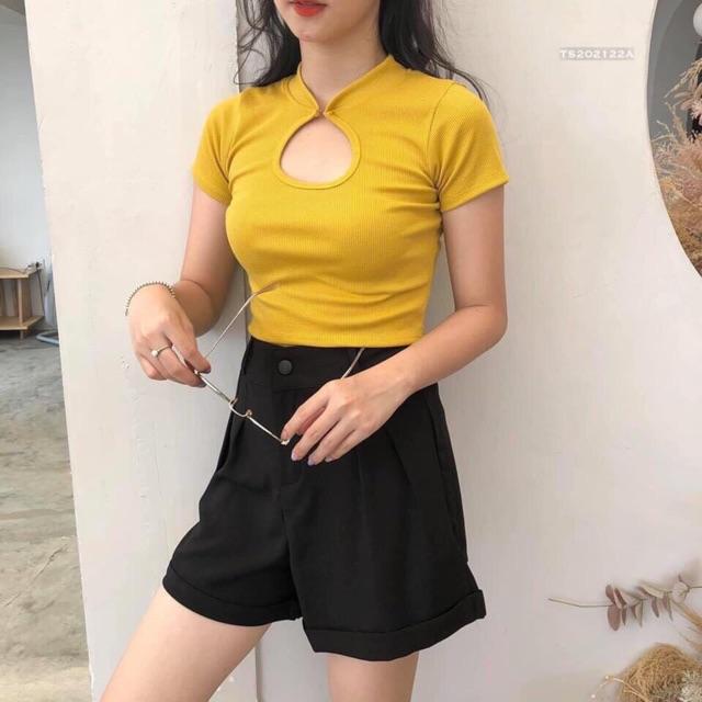 Áo kiểu borip cổ khoanh tròn