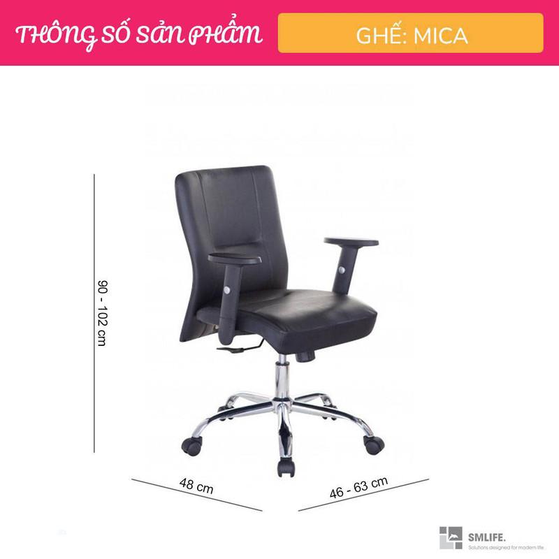 Ghế xoay văn phòng lưng trung rời bọc da SMLIFE Mica