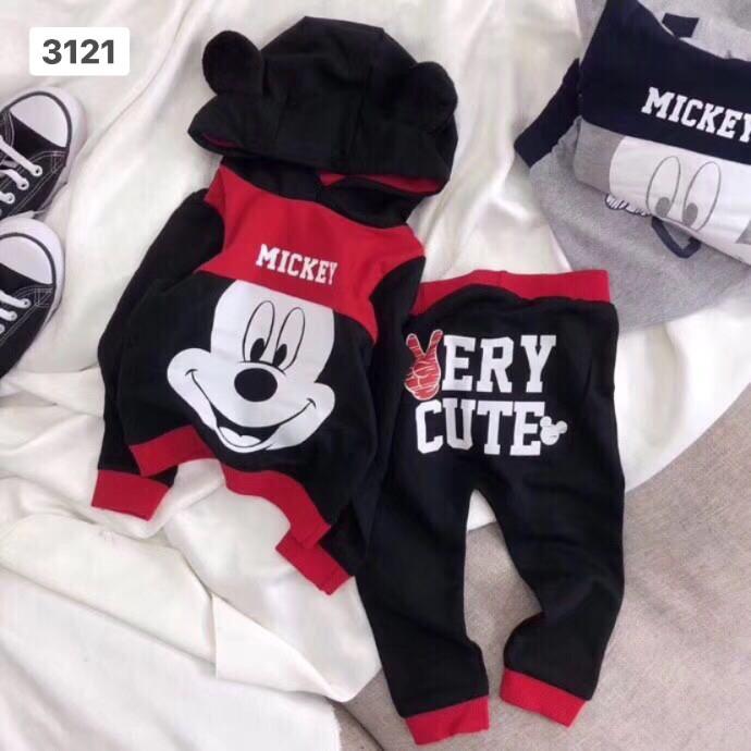 Bộ nỉ Mickey mũ có tai cho bé (6-14kg)