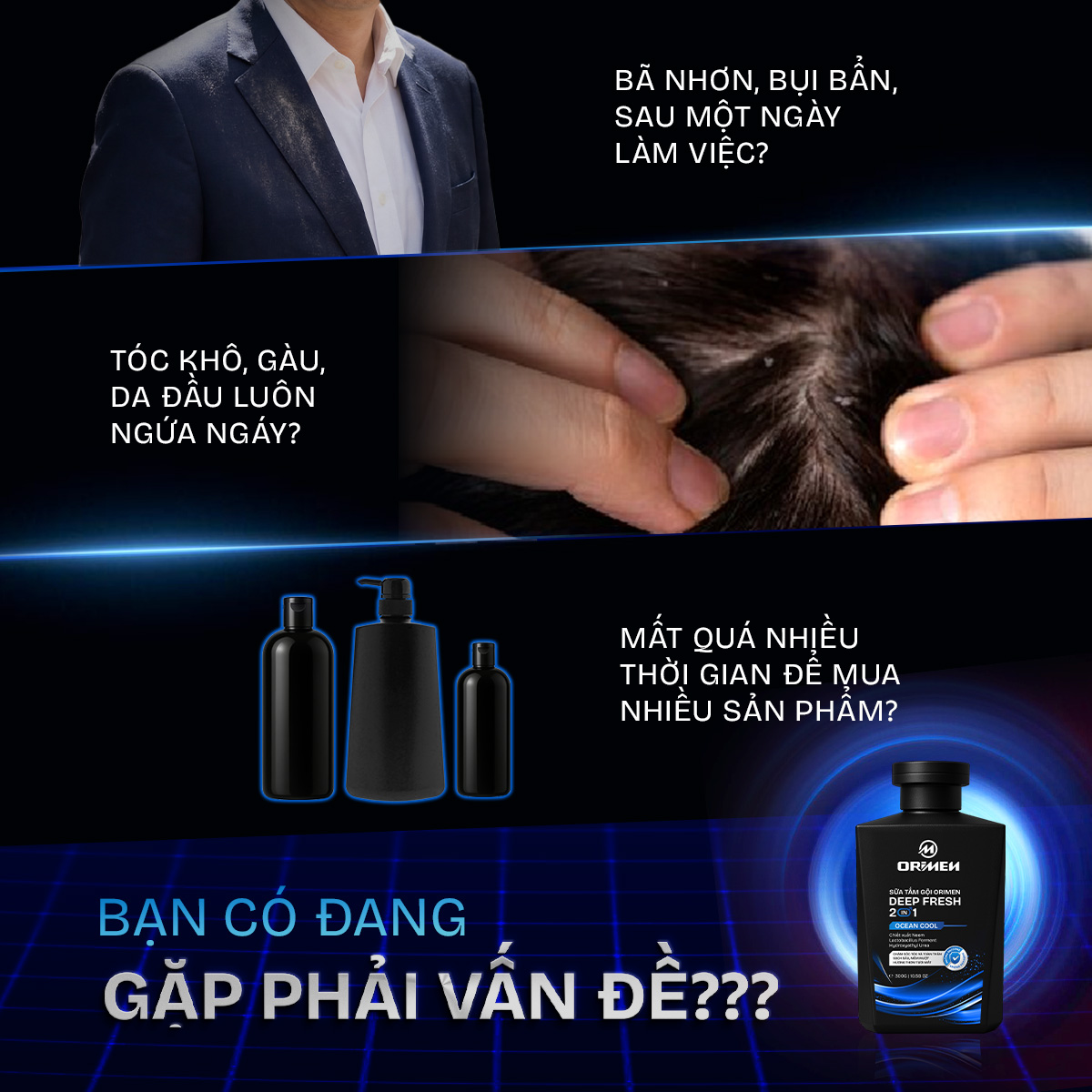 Sữa tắm gội toàn thân dành cho nam giới 2in1 Orimen lưu hương quyến rũ mạnh mẽ 300g