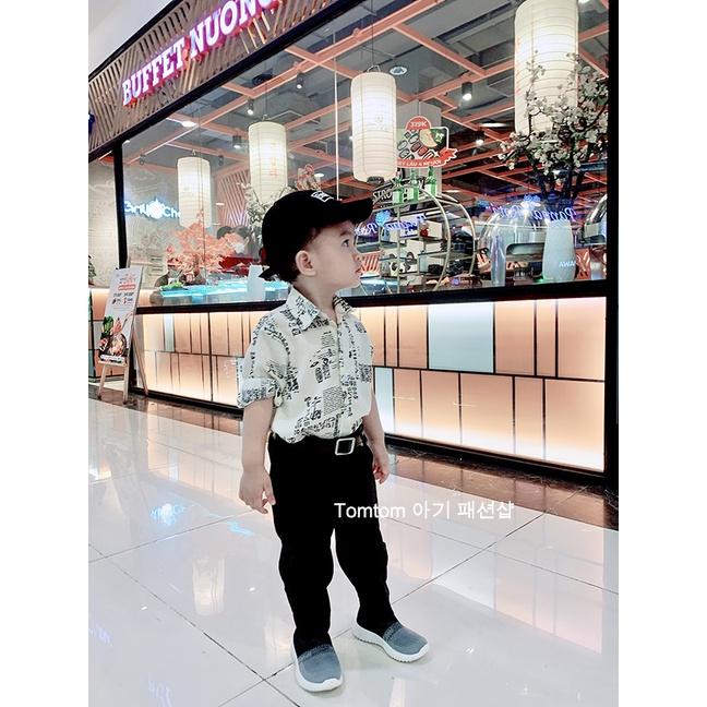 Áo sơ mi dài tay bé trai họa tiết chữ TT04