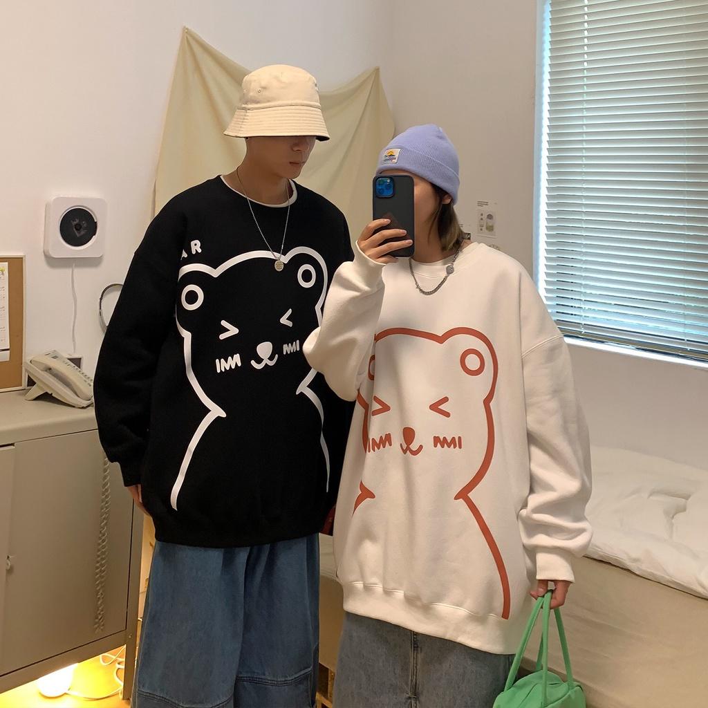 Áo Sweater Nỉ Bông Họa Tiết Gấu HO-BEAR Form Rộng Unisex Nam Nữ BASIC 4 Màu Hottrend Ulzzang KUN