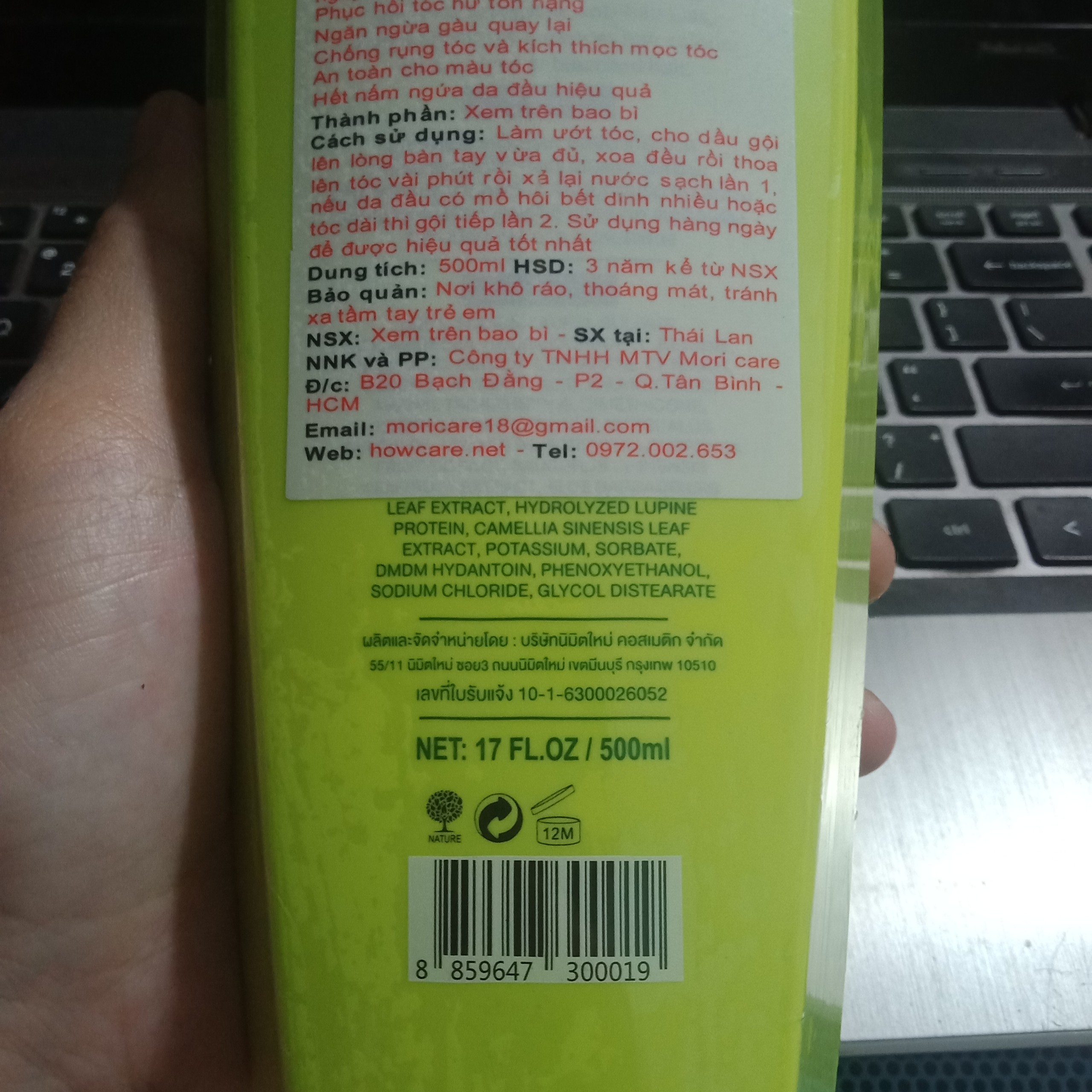 COMBO 3 Chai Dầu Gội Kích Thích Mọc Tóc + Ngăn Ngừa Gàu Ngứa Howcare 500ml - Nhập Khẩu Thái Lan