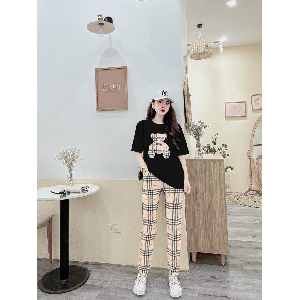 SET BỘ THỜI TRANG FOM RỘNG PHỐI HỌA TIẾT BBR GẤU THÊU