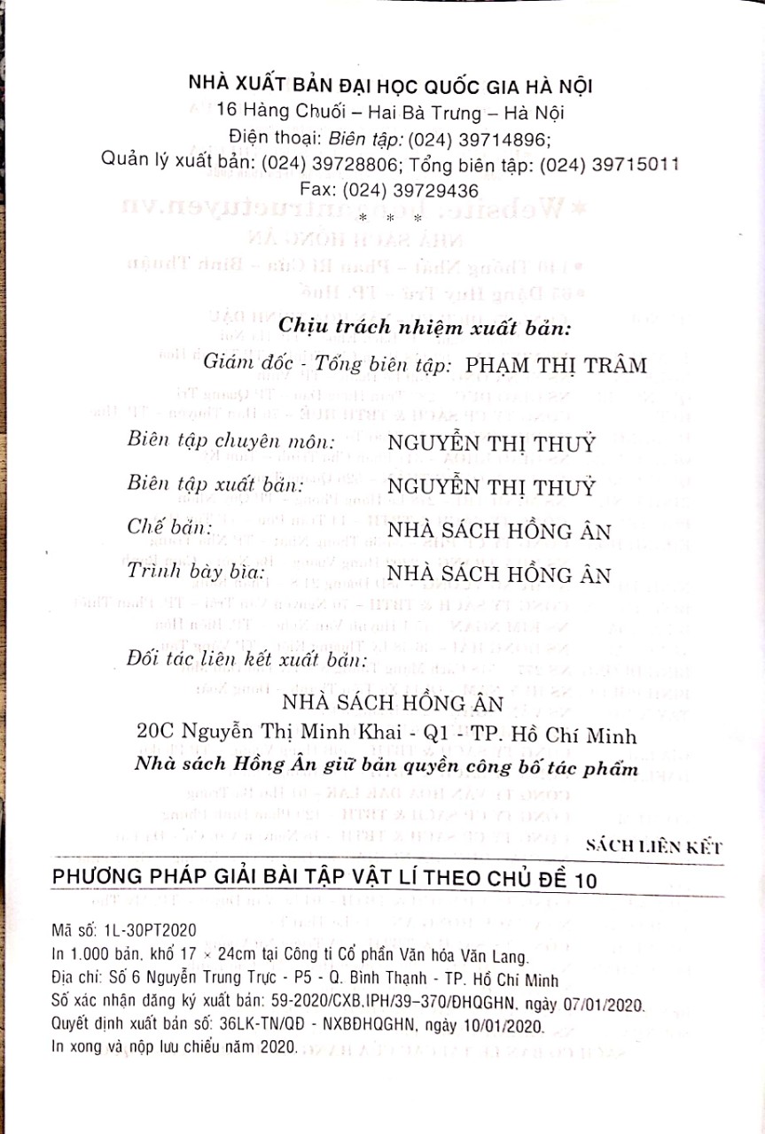 Phương pháp giải bài tập vật lí 10  theo chuyên đề ( tái bản lần thứ tư )