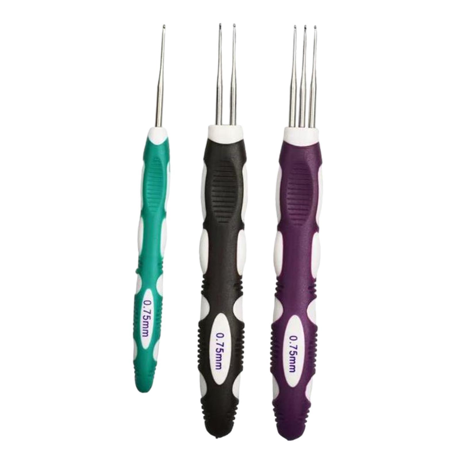 3x Dreadlock Crochet Pin Hair Making 1 Hook 2 Hook 3 Hooks Practical Hair Braiding Tool Hair Extensions Crochet Weaving Pin