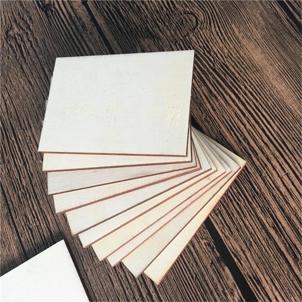 Bộ 60 Chưa Hoàn Thành Hình Chữ Nhật Gỗ Ký Mảng Bám Nghề Thủ Công Miếng Gỗ Trống