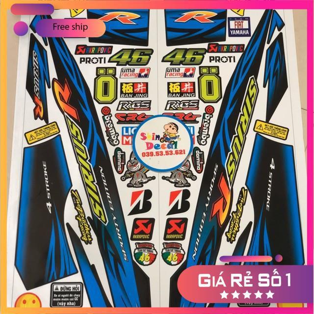 Tem rời dành cho xe dán xe Sirius chữ R xanh đen