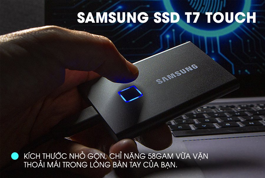 Ổ cứng di động SSD Samsung T7 Touch USB Type C 3.2 Gen 2 - Hàng chính hãng