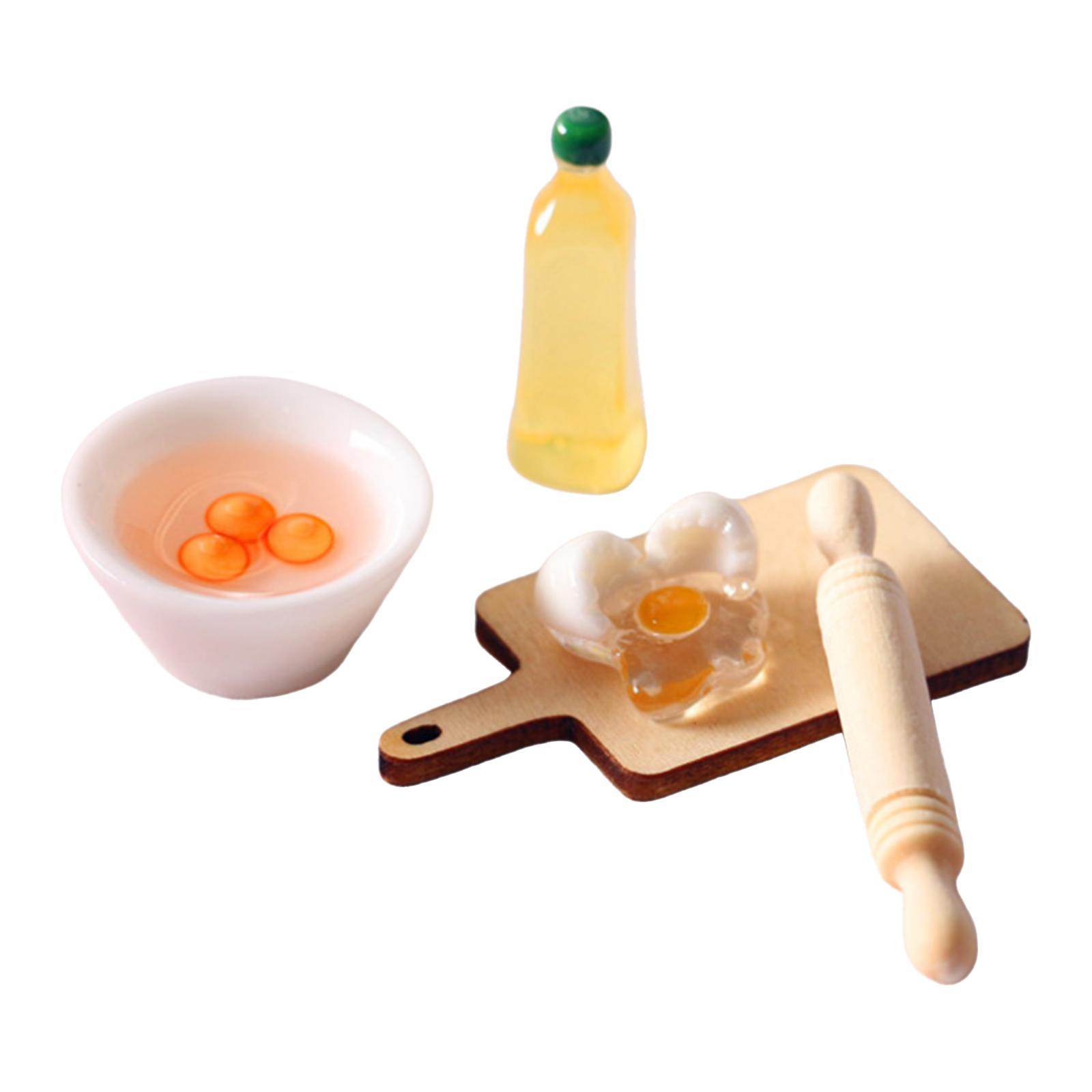 Miniature Rolling Pin Set 1:12 Dollhouse Accessories Kitchen for Children Doll Pretend Play Toy
