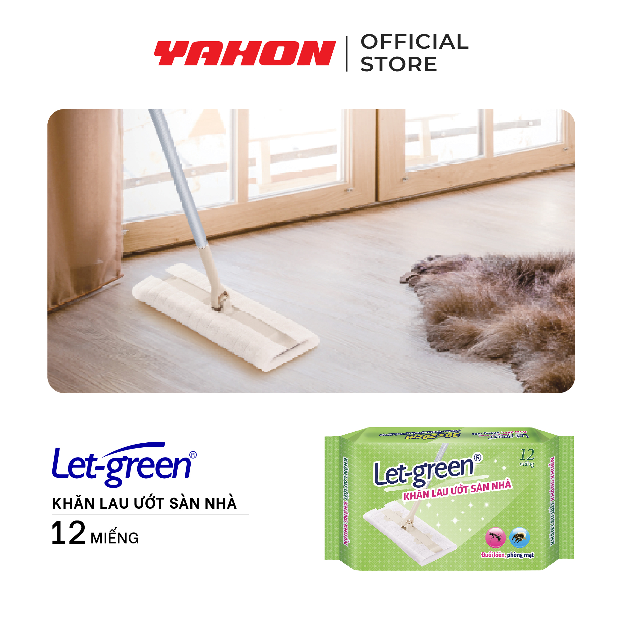 Bao Khăn Ướt Lau Sàn Nhà LET-GREEN 12 Miếng/Bao