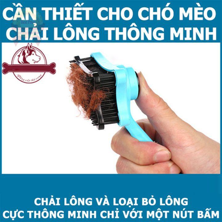 Lược chải lông rụng chó mèo có nút bấm Dele | Lược chải lông thú cưng Cao Cấp