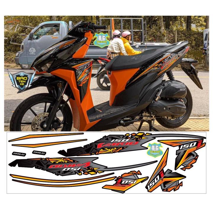 Tem rời dán xe vario 150 cam đen rice decal - Bi Decal