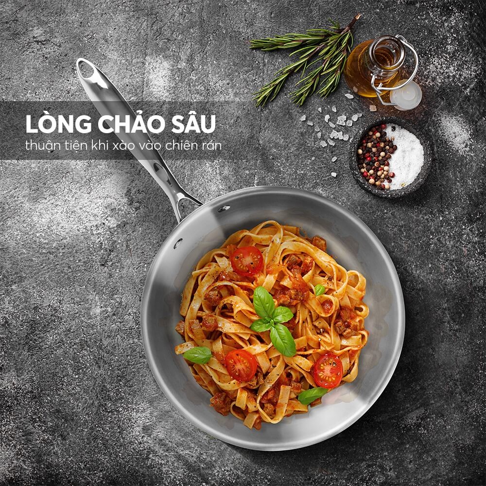 Chảo Nguyên Khối Sâu Lòng Inox 304 Elmich Trimax EL-3846 Nhiều Size,Hàng Chính Hãng, Đáy Từ -JoyMall