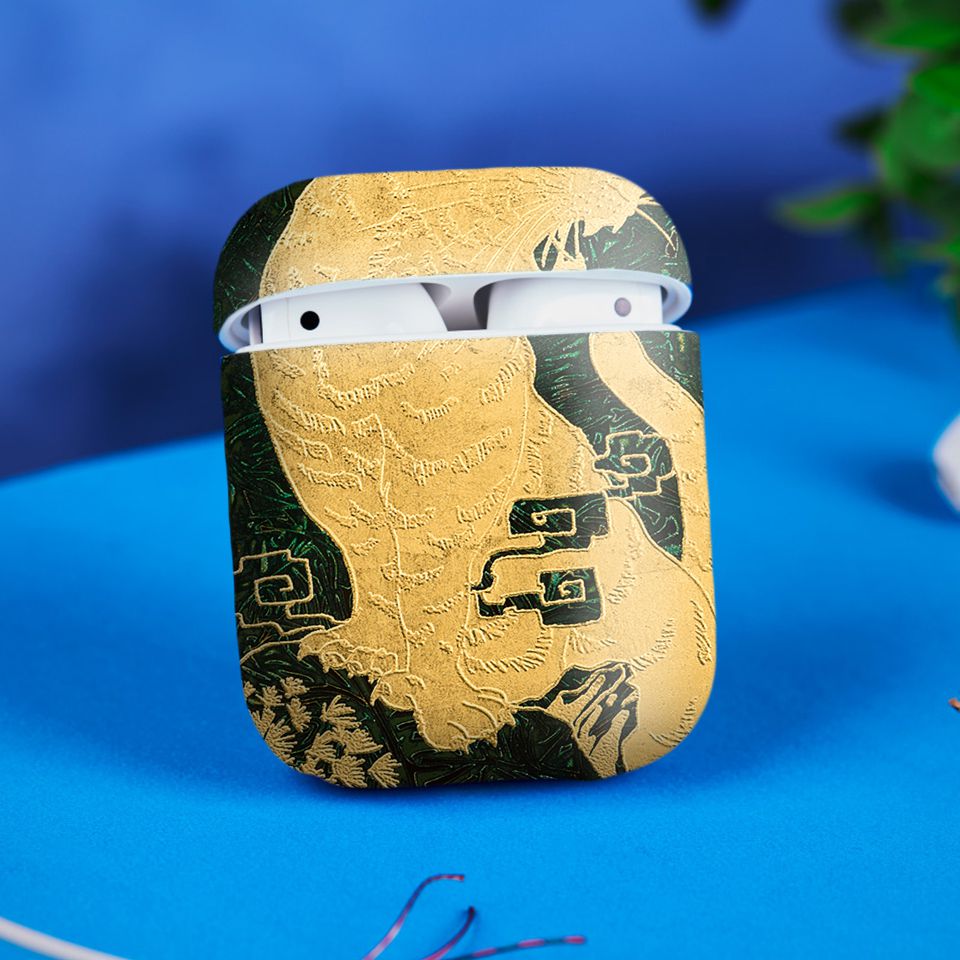 Miếng dán skin chống bẩn cho tai nghe AirPods in hình Hổ Toạ Sơn - lsm019 (bản không dây 1 và 2)