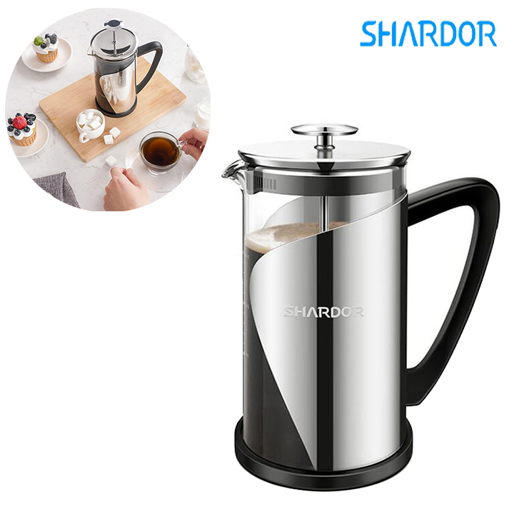 Bình pha cà phê kiểu Pháp French Press Shardor FP515S dung tích 1000ml - Hàng nhập khẩu