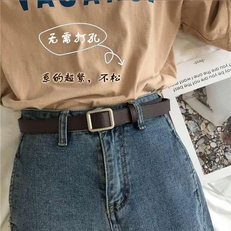 Dây thắt lưng da nam nữ Ulzzang BELT mặt vuông, chữ nhật - Dây nịt da mặt bạc Style HÀN QUỐC LOẠI 1