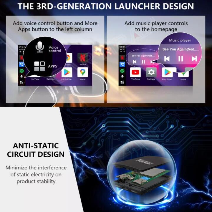 AndroidBox Ai Thế Hệ Mới Nhất dành cho xe ô tô. Android Chip 8 nhân, ram 4G, rom 64G PLC-S21E