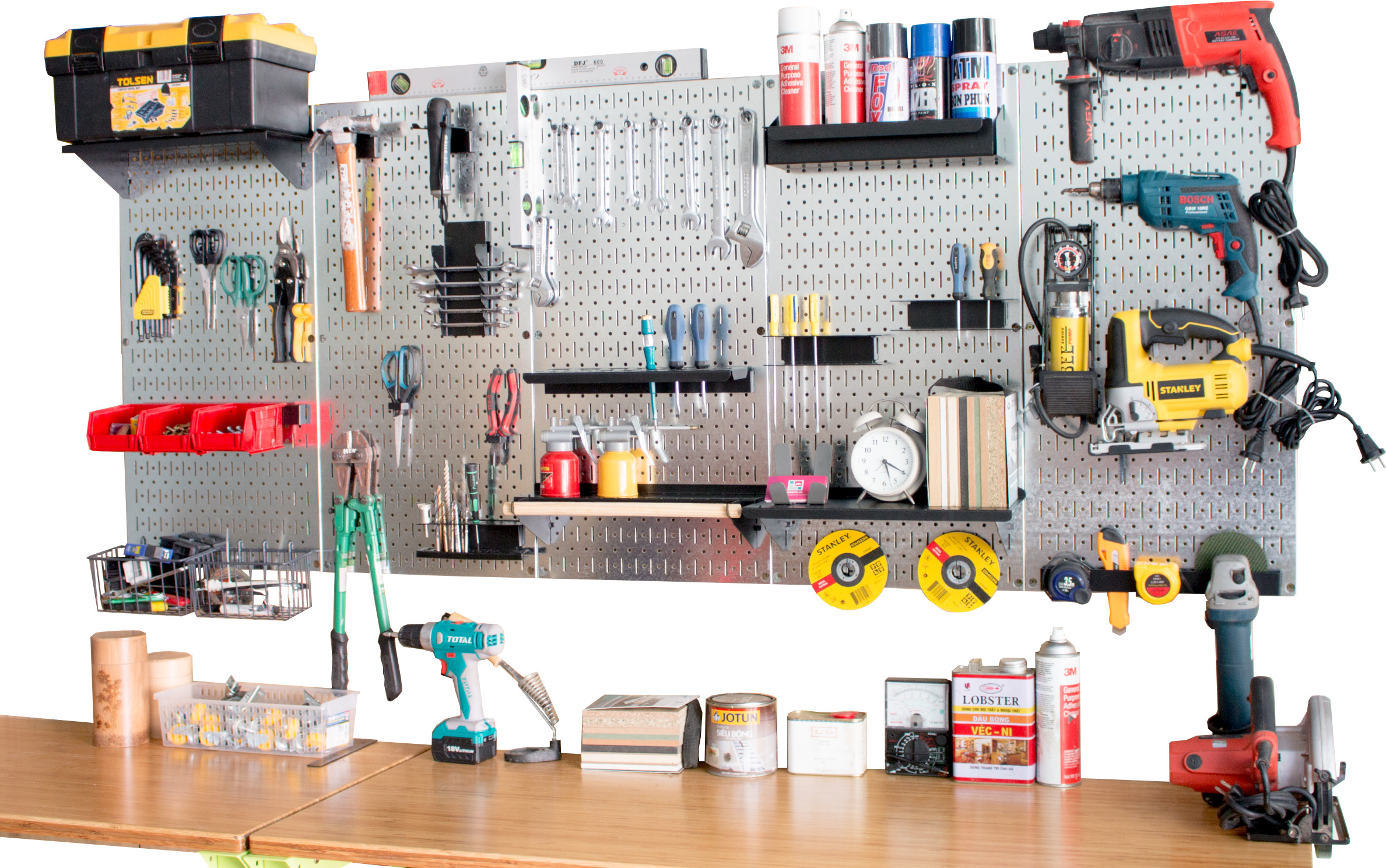 Móc đỡ chữ U sóng Pegboard - Giá treo bằng thép sơn tĩnh điện - Phụ kiện cho bảng treo dụng cụ cơ khí