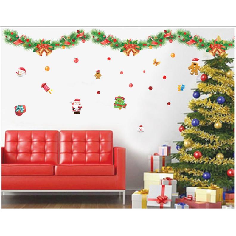 Decal trang trí noel rèm dây nguyệt quế