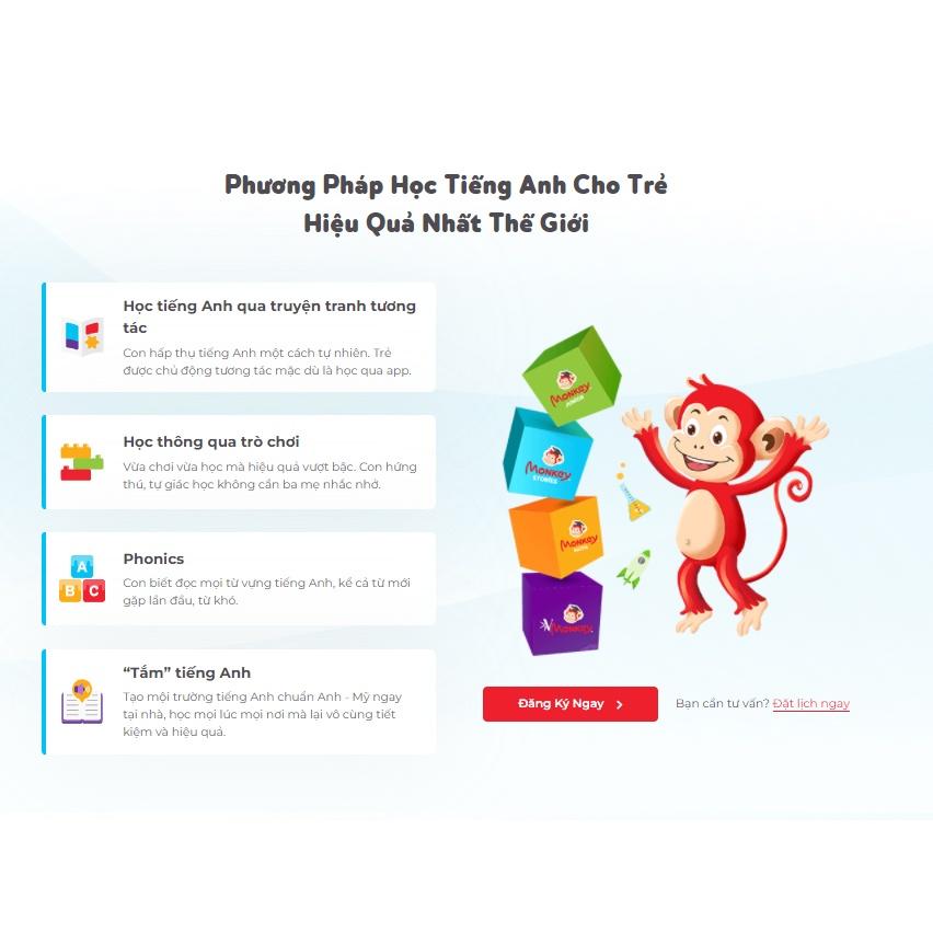 Monkey Stories 1 năm - Tiếng Anh 4 kỹ năng Nghe nói đọc viết cho bé 