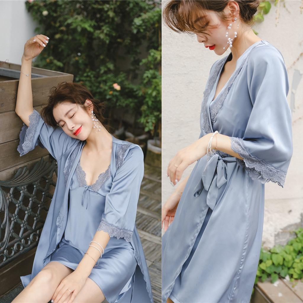 Áo choàng có đồ lót bên trong cao cấp VNS303B - sét bộ áo choàng + đồ lót bên trong