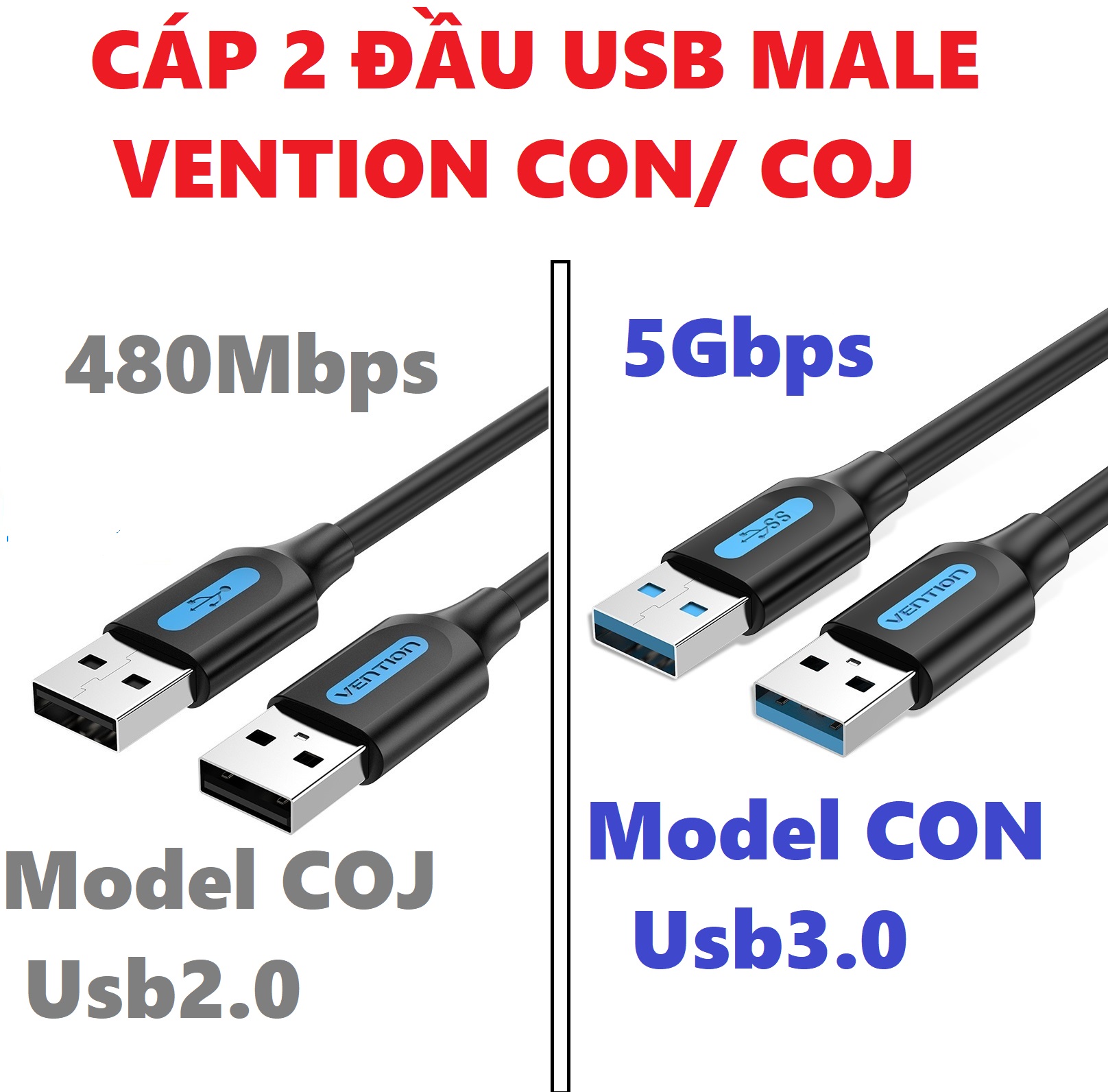 Cáp 2 đầu USB 3.0 / USB 2.0 Vention CON / COJ _ Hàng chính hãng