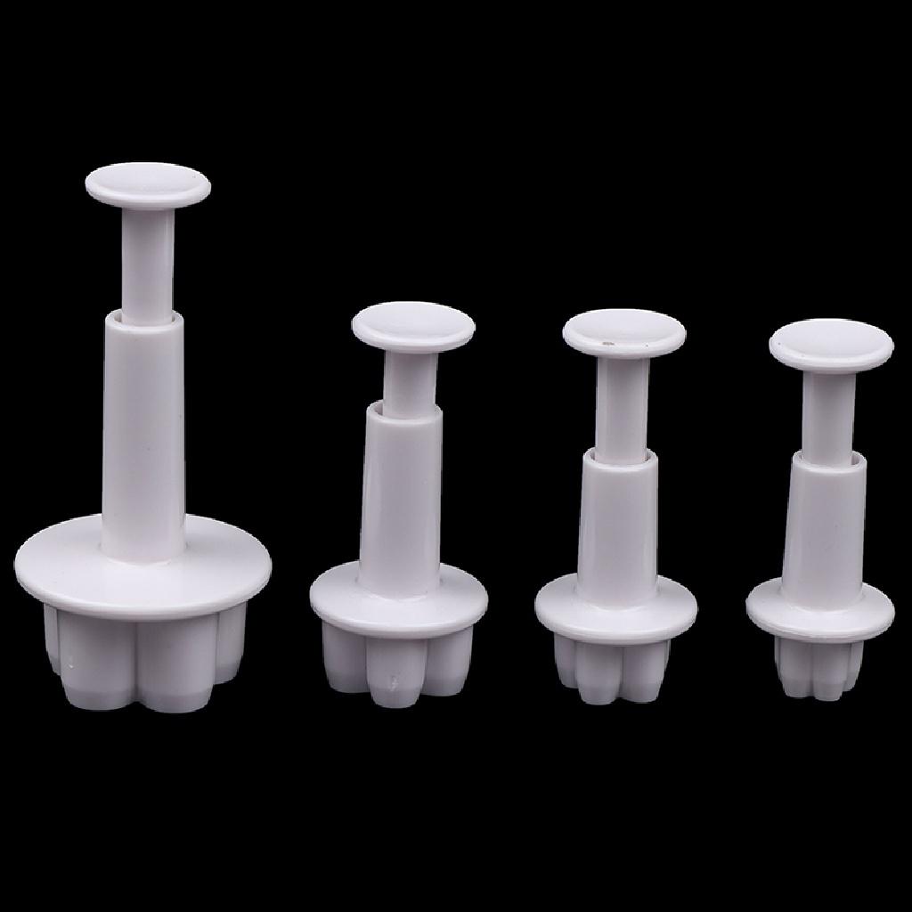 Queenten 4Pcs Plum Flower Fondant Cake Cutter Plunger Cookie Mold Decorating Candy Mould QT