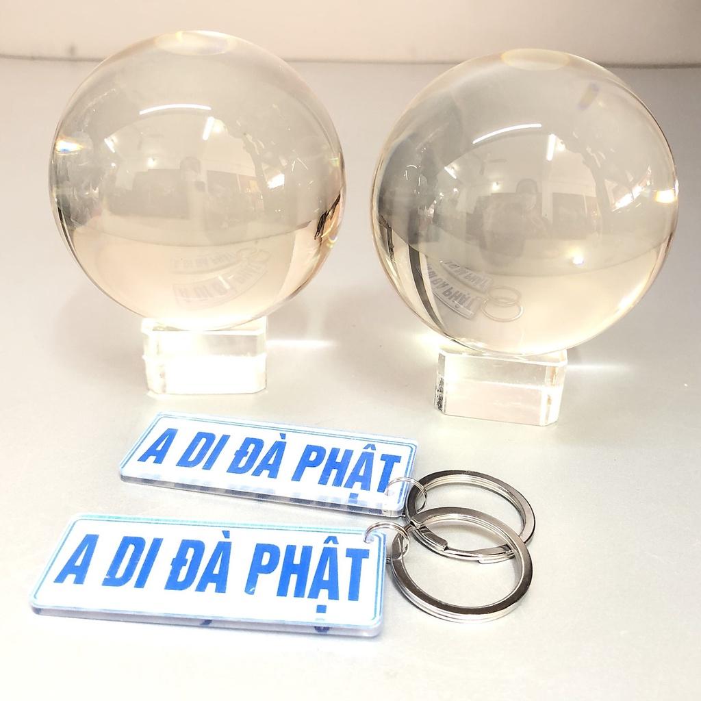 Combo 2 chiếc quả cầu Đá phong thuỷ hút lộc để bàn làm việc , bày trang trí bàn thờ thần tài , chất liệu thuỷ tinh KH12777